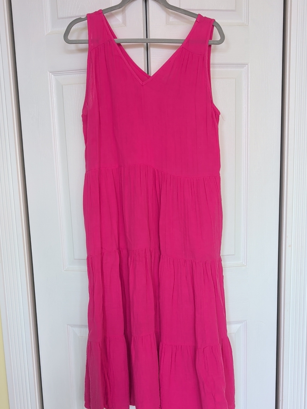 Sonoma Bright Pink Sleeveless Tiered Maxi Dress